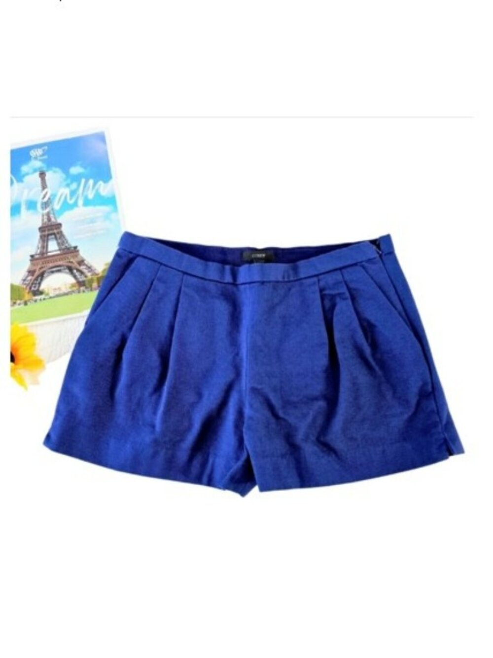 J. Crew Women's Chino Shorts Size 6 Blue Pleated Pockets Spring Preppy Outdoor